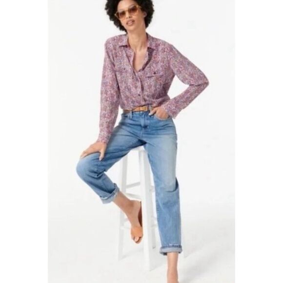 NWT J.Crew Classic-Fit Silk Shirt in Floral Size 8 - Picture 2 of 8